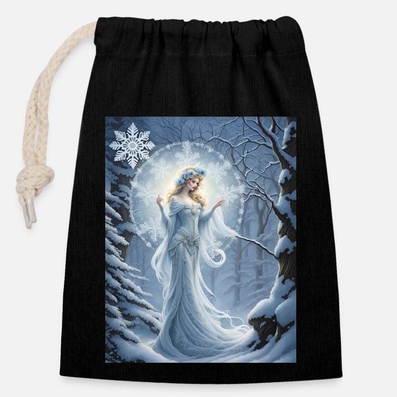 Die drittjüngste Tochter des Winters heißt blue... - Verschließbarer Geschenkbeutel aus Baumwolle (14x20cm) - Schwarz