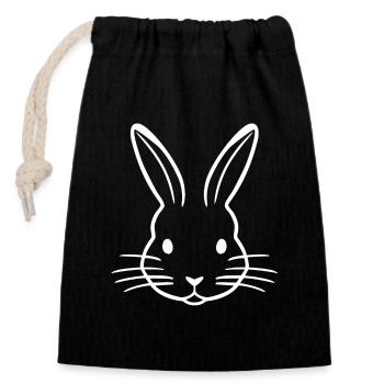 lapin - logo lapin - animal mignon - Sac cadeau en coton avec cordon (14 x 20 cm) - noir - Devant