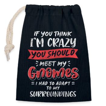 Gnome Garden Gnome Leprechaun - Closable cotton gift bag (14x20cm) - navy - Front