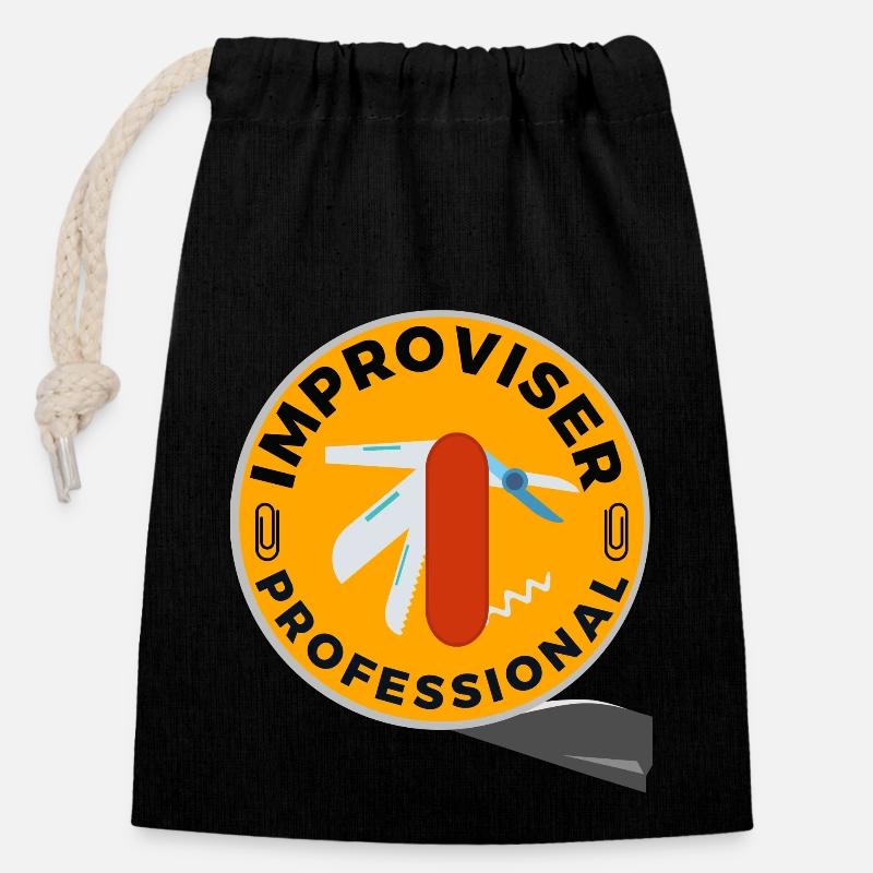 Improviser Professional - Closable cotton gift bag (14x20cm) - black