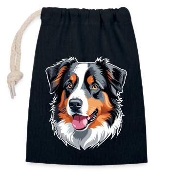 Australian Shepherd - Closable cotton gift bag (14x20cm) - navy - Front