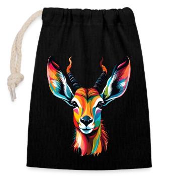 Gazelle - Closable cotton gift bag (14x20cm) - black - Front