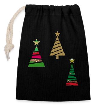Sapins de Noël - Sac cadeau en coton avec cordon (14 x 20 cm) - noir - Devant