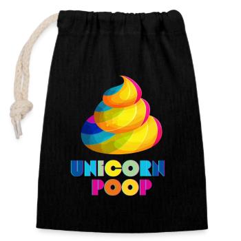 Unicorn Poop - ein bunter Haufen Pferdeäpfel, Shit - Verschließbarer Geschenkbeutel aus Baumwolle (14x20cm) - Schwarz - Vorne
