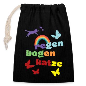 Rainbow Cat - Mourning Shirt - Loss - Closable cotton gift bag (14x20cm) - black - Front