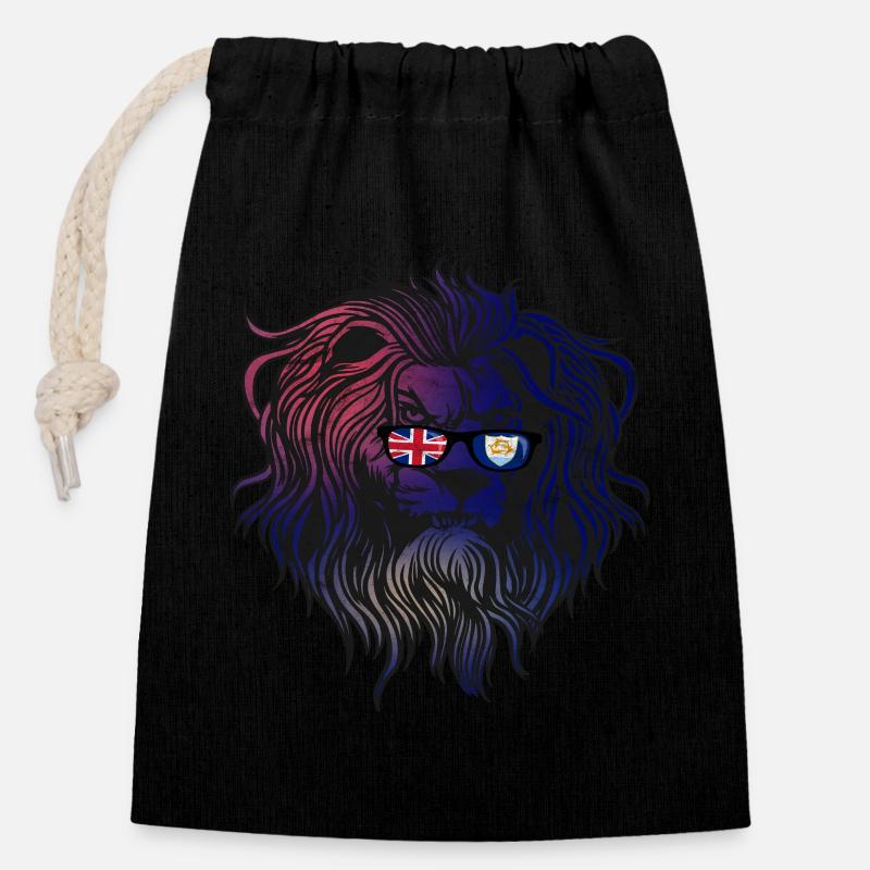 Anguilla - Closable cotton gift bag (14x20cm) - black