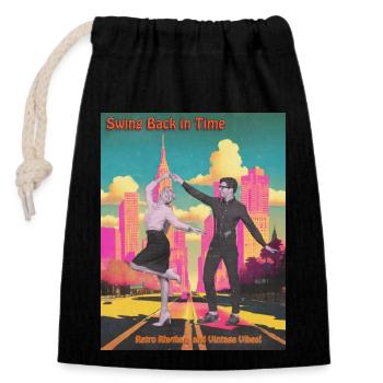 Retro-Dance-Vibes - Verschließbarer Geschenkbeutel aus Baumwolle (14x20cm) - Schwarz - Vorne