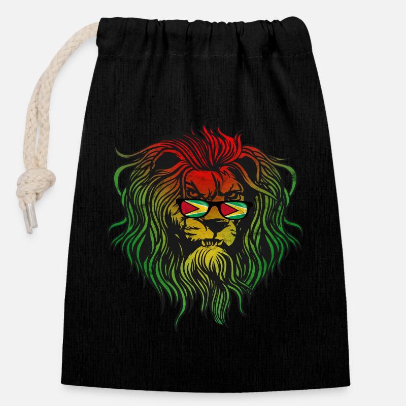 Guyana - Sac cadeau en coton avec cordon (14 x 20 cm) - noir