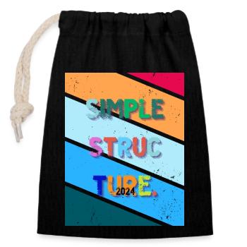 Simple design. Simple structure 2024. - Closable cotton gift bag (14x20cm) - black - Front