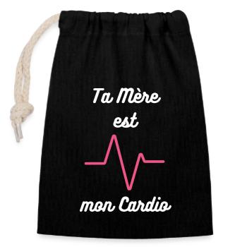 Ta mère est mon cardio : Tee-shirt Cardio Humour - Sac cadeau en coton avec cordon (14 x 20 cm) - noir - Devant