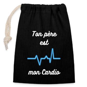 Ton père est mon cardio : Humoristique Cardio - Sac cadeau en coton avec cordon (14 x 20 cm) - noir - Devant