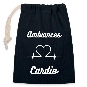Ambiances Cardio : Entrainement Cardio au sérieux - Sac cadeau en coton avec cordon (14 x 20 cm) - bleu marine - Devant