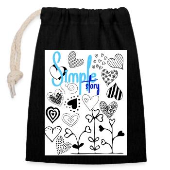 Simple story. - Closable cotton gift bag (14x20cm) - black - Front