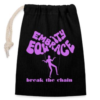 Empowerment Illustration with Balloon Slogan - Closable cotton gift bag (14x20cm) - black - Front