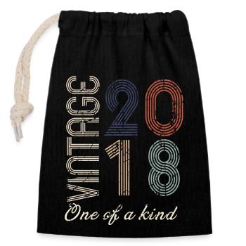 6th Anniversary 2018 - Vintage Retro Gift Idea - Closable cotton gift bag (14x20cm) - black - Front