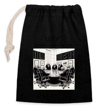 Manatees investing in large firms - Closable cotton gift bag (14x20cm) - black - Front