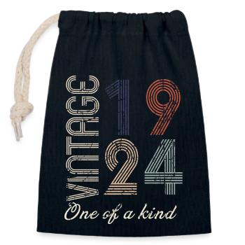 100th Birthday 1924 - Vintage Retro Gift Idea - Closable cotton gift bag (14x20cm) - navy - Front
