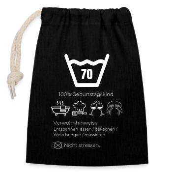 70th Birthday Pampering Advice - Closable cotton gift bag (14x20cm) - black - Front