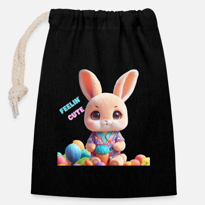 Feelin Cute - Closable cotton gift bag (14x20cm) - black