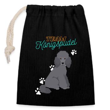 Caniche du roi de l’équipe - Sac cadeau en coton avec cordon (14 x 20 cm) - noir - Devant