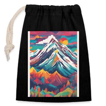 Montagnes colorées - Sac cadeau en coton avec cordon (14 x 20 cm) - noir - Devant