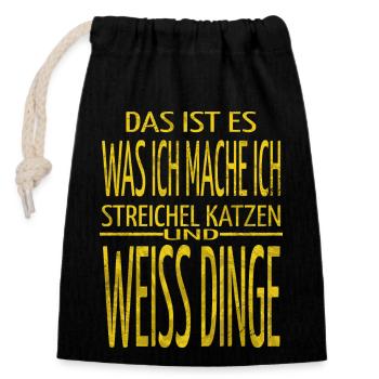 Chat de Noël drôle citation humour - Sac cadeau en coton avec cordon (14 x 20 cm) - noir - Devant