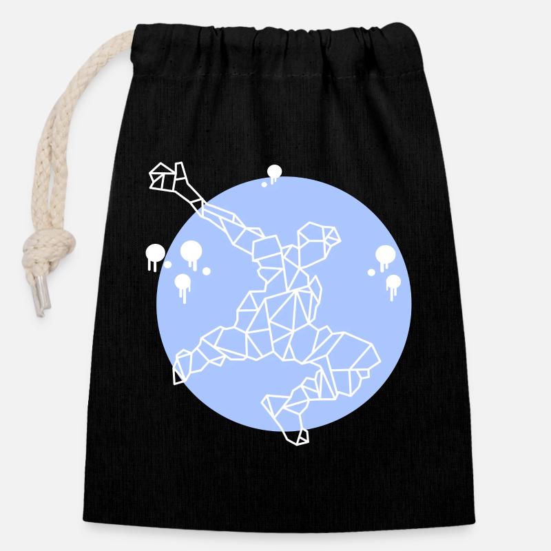 Sport - couleur blanche - Sac cadeau en coton avec cordon (14 x 20 cm) - noir