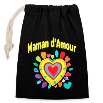 Maman d Amour message d Amour jaune pour les mères - Sac cadeau en coton avec cordon (14 x 20 cm) - noir - Devant