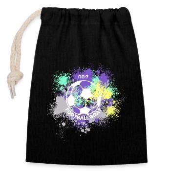 FOOTBALL NO: 7 GOAT SPRAY PAINT FOOTBALL GIFT - Closable cotton gift bag (14x20cm) - black - Front