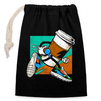 Coffee Junkie: Fun Design for Coffee-to-Go - Closable cotton gift bag (14x20cm) - black - Front