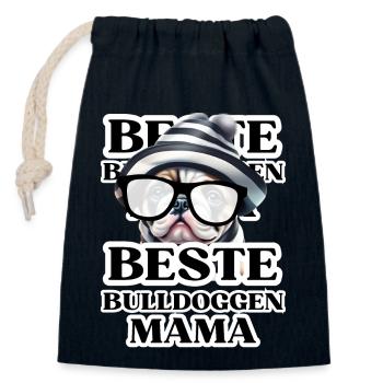 BESTE BULLDOGGEN Mama Hund BULLDOGGE Hunde - Verschließbarer Geschenkbeutel aus Baumwolle (14x20cm) - Navy - Vorne