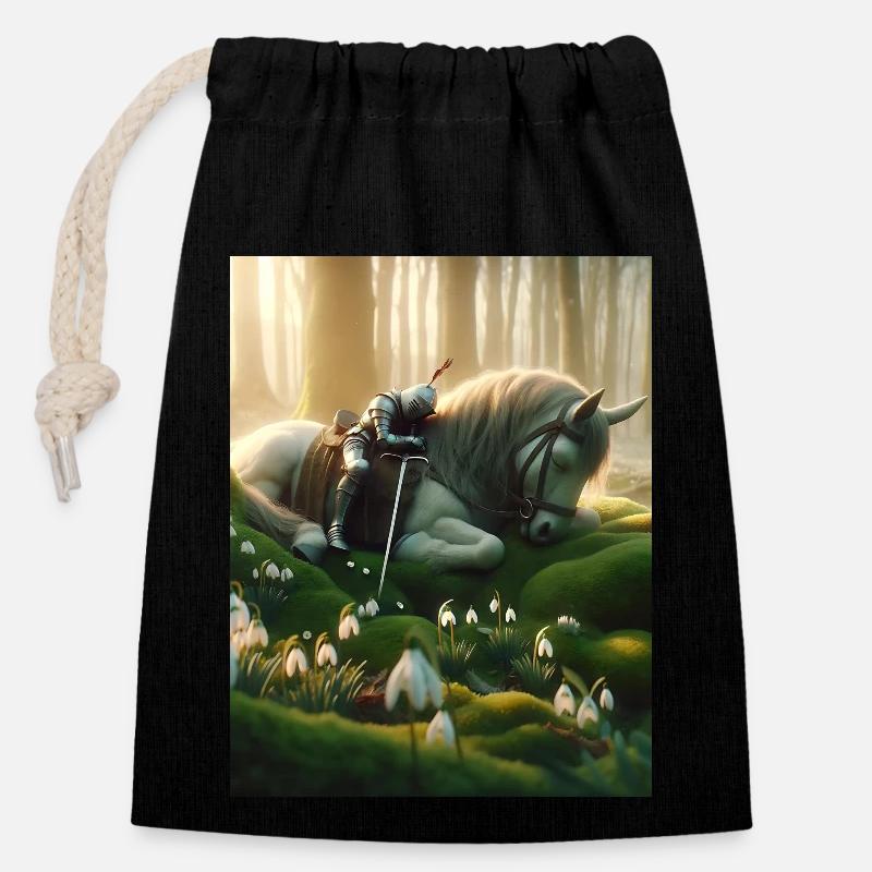 KnightSlumber - Closable cotton gift bag (14x20cm) - black