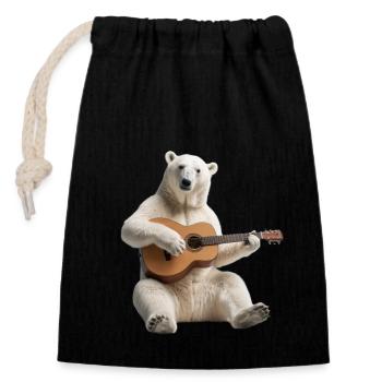 Polar Bear Gitarre - Verschließbarer Geschenkbeutel aus Baumwolle (14x20cm) - Schwarz - Vorne