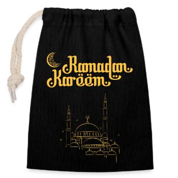 Ramadan Kareem Golden Mosque - Closable cotton gift bag (14x20cm) - black - Front