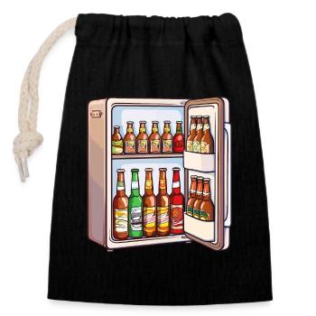 Beer Fridge Beer Bottles Men Drinking Funny - Closable cotton gift bag (14x20cm) - black - Front