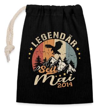 Mai 2014 Né en Mai 2014 Anniversaire - Sac cadeau en coton avec cordon (14 x 20 cm) - noir - Devant