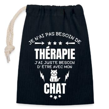 THERAPY MY CAT - Closable cotton gift bag (14x20cm) - navy - Front