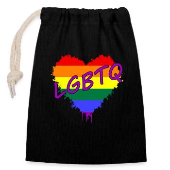 LGBTQ, CSD, Love is Love - Verschließbarer Geschenkbeutel aus Baumwolle (14x20cm) - Schwarz - Vorne