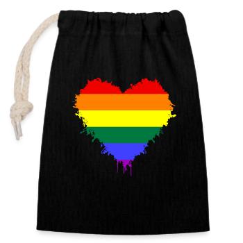 LGBTQ CSD GAY LOVE - Verschließbarer Geschenkbeutel aus Baumwolle (14x20cm) - Schwarz - Vorne