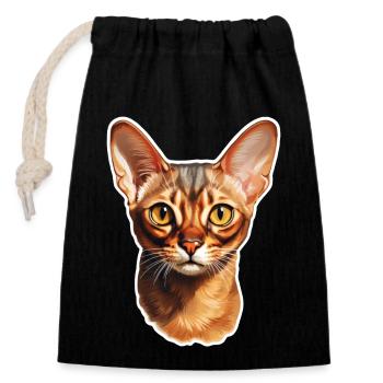 Abyssinian Cat Head - Closable cotton gift bag (14x20cm) - black - Front