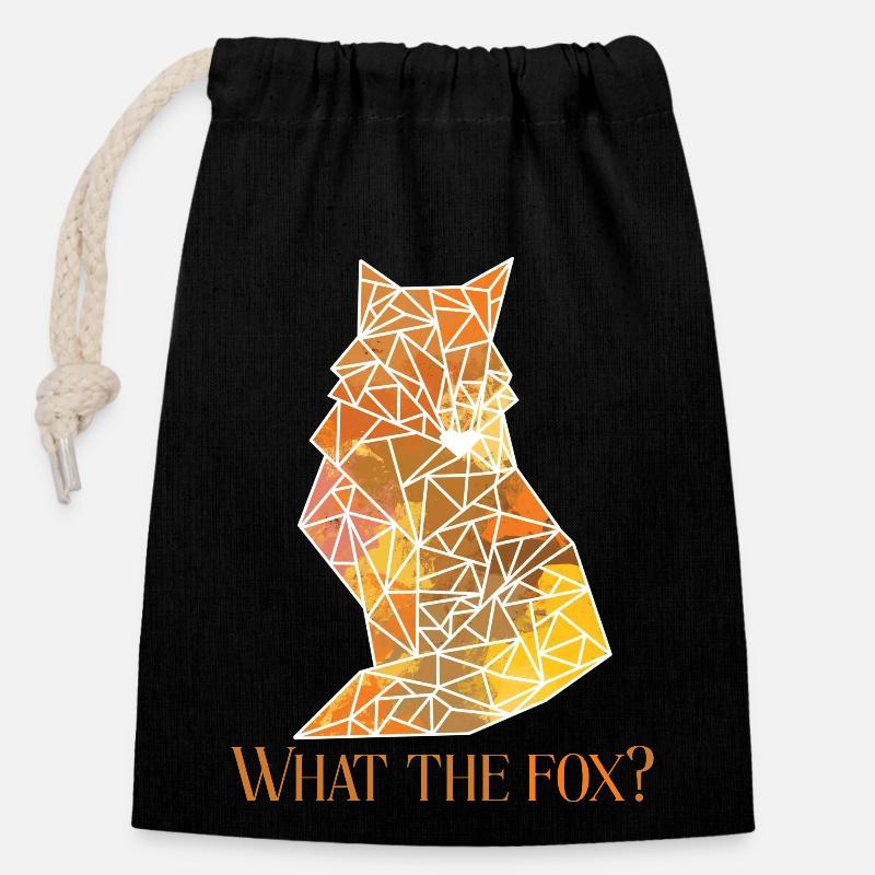 What the fox? - Closable cotton gift bag (14x20cm) - black