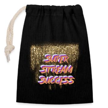 SUPER STREAM SUCCESS - Closable cotton gift bag (14x20cm) - black - Front