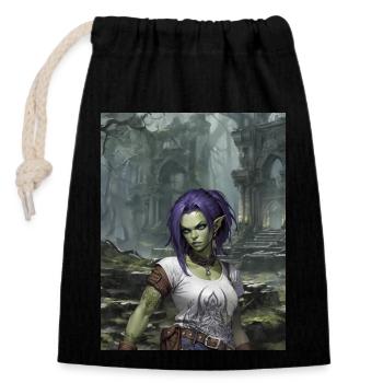 Sharvin the Orc in the Swamp Ruins - Closable cotton gift bag (14x20cm) - black - Front