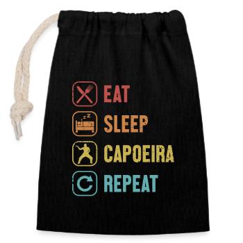 Essen Schlaf Capoeira Wiederholen Capoeirista Ginga Tanz - Verschließbarer Geschenkbeutel aus Baumwolle (14x20cm) - Schwarz - Vorne