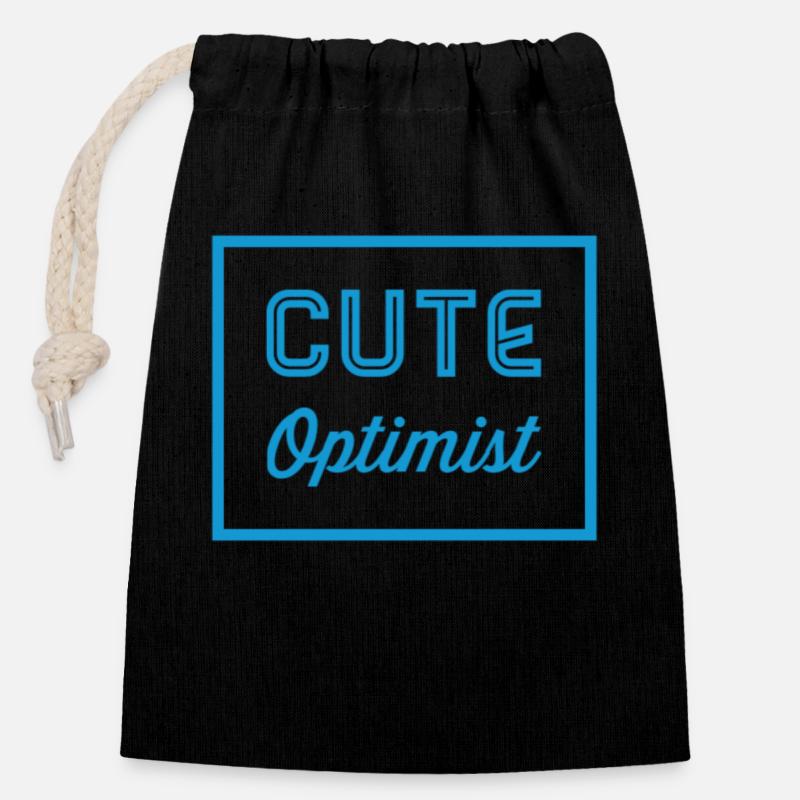 cute optimist children's gift idea - Closable cotton gift bag (14x20cm) - black