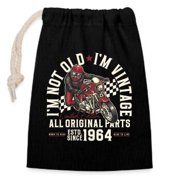 1964 Jahrgang Vintage Motorrad Geburtstag Geschenk - Verschließbarer Geschenkbeutel aus Baumwolle (14x20cm) - Schwarz - Vorne
