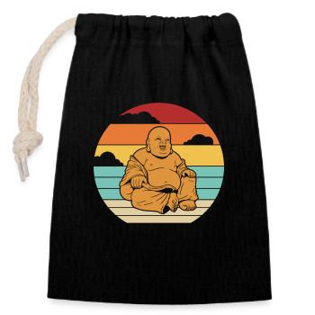 Retro Buddhistisches Symbol Statue Priester Buddhismus - Verschließbarer Geschenkbeutel aus Baumwolle (14x20cm) - Schwarz - Vorne