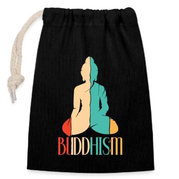 Retro Buddhistische Statue Symbol Priester Buddhismus - Verschließbarer Geschenkbeutel aus Baumwolle (14x20cm) - Schwarz - Vorne