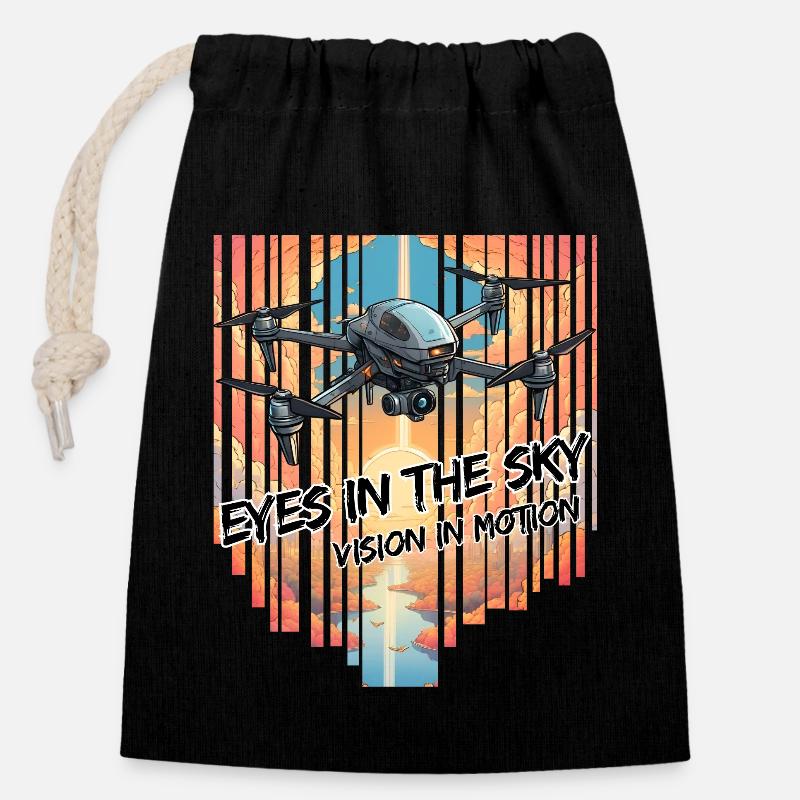 Eyes in the Sky - Closable cotton gift bag (14x20cm) - black