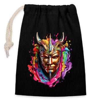 Masque de couleur - Sac cadeau en coton avec cordon (14 x 20 cm) - noir - Devant